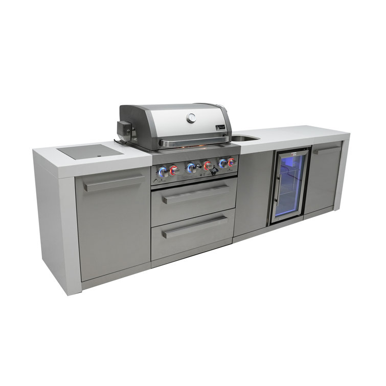 Mont Alpi 4Burner 78000 BTU Deluxe Stainless Steel Outdoor Island Barbecue Grill + Beverage